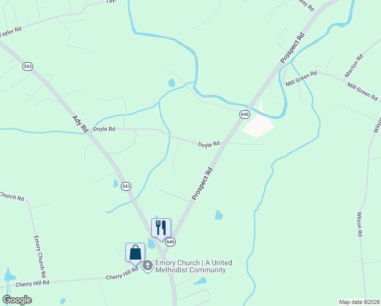 map of restaurants, bars, coffee shops, grocery stores, and more near 1049 Doyle Road in Street
