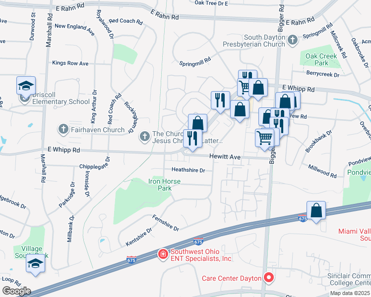 map of restaurants, bars, coffee shops, grocery stores, and more near in Kettering