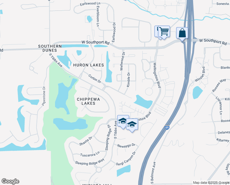 map of restaurants, bars, coffee shops, grocery stores, and more near 2737 Dawnlake Drive in Indianapolis