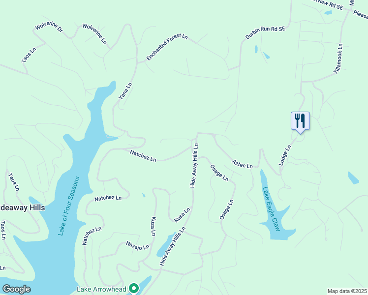 map of restaurants, bars, coffee shops, grocery stores, and more near 427 Natchez Lane in Sugar Grove