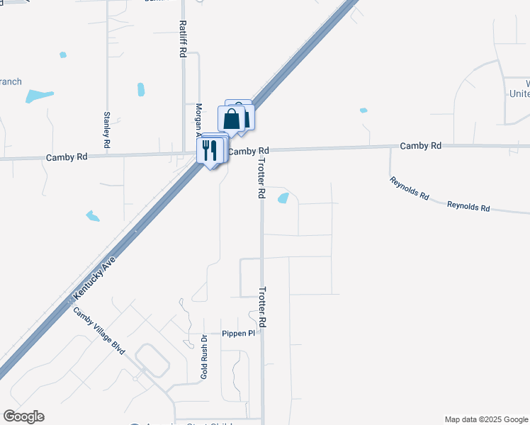 map of restaurants, bars, coffee shops, grocery stores, and more near 8200 Trotter Road in Indianapolis