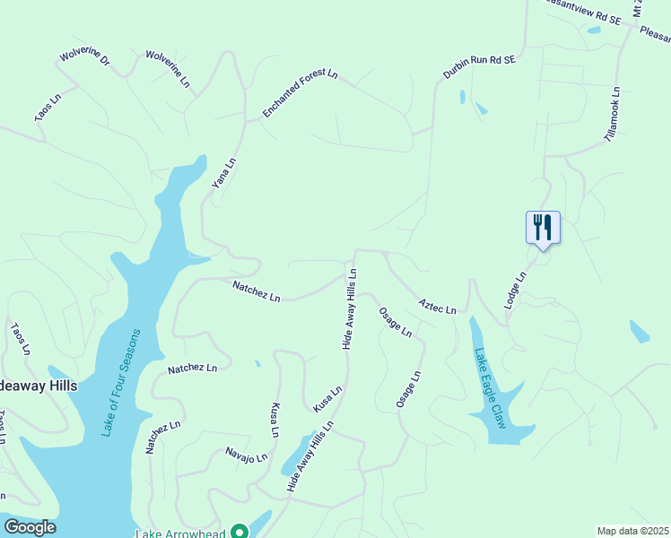 map of restaurants, bars, coffee shops, grocery stores, and more near 427 Natchez Lane in Sugar Grove