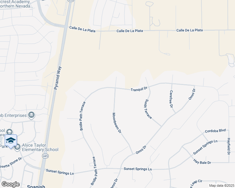 map of restaurants, bars, coffee shops, grocery stores, and more near 360 Moonbeam Drive in Spanish Springs