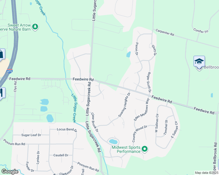 map of restaurants, bars, coffee shops, grocery stores, and more near 1304 Talon Ridge Court in Dayton