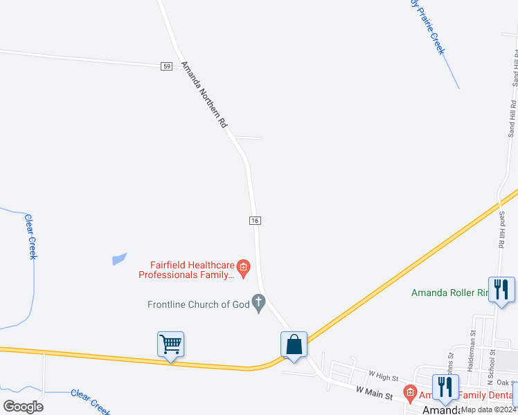 map of restaurants, bars, coffee shops, grocery stores, and more near 4930 Amanda Northern Road in Amanda