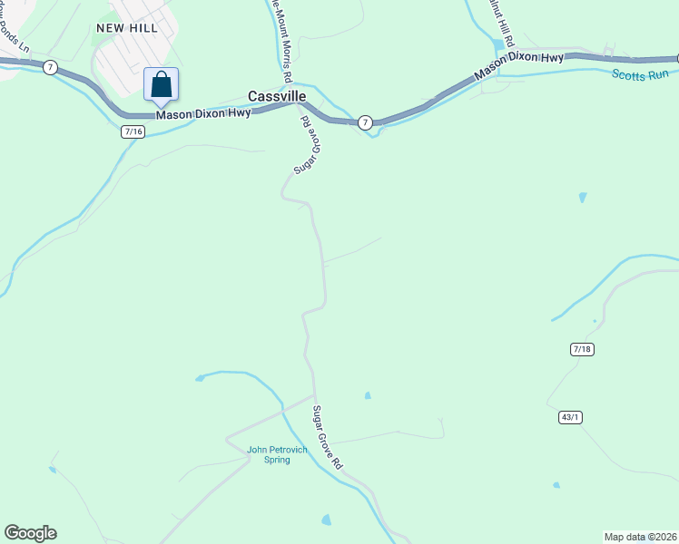 map of restaurants, bars, coffee shops, grocery stores, and more near 1435-1501 Sugar Grove Road in Morgantown