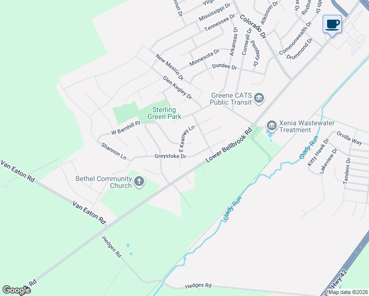 map of restaurants, bars, coffee shops, grocery stores, and more near 2718 Barnhill Court in Xenia