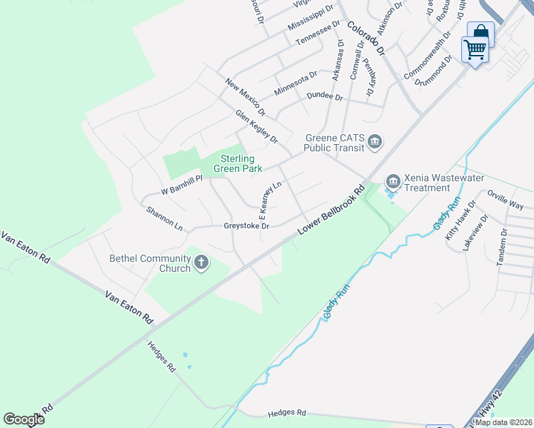 map of restaurants, bars, coffee shops, grocery stores, and more near 2718 Barnhill Court in Xenia