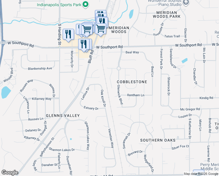 map of restaurants, bars, coffee shops, grocery stores, and more near 7245 Brant Pointe Circle in Indianapolis