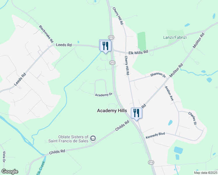 map of restaurants, bars, coffee shops, grocery stores, and more near 2046 Singerly Road in Elkton