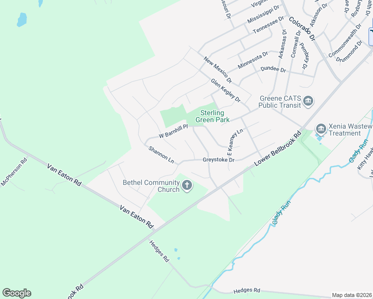 map of restaurants, bars, coffee shops, grocery stores, and more near 1329 Crescent Court in Xenia