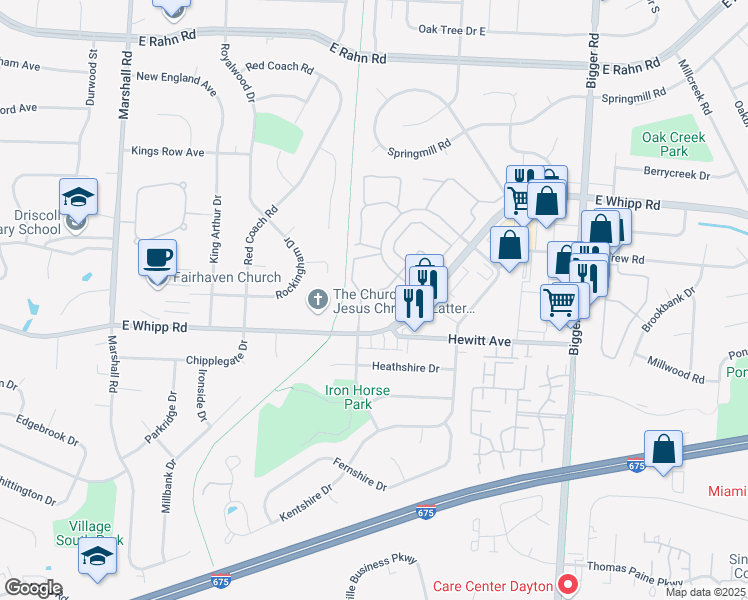 map of restaurants, bars, coffee shops, grocery stores, and more near in Kettering