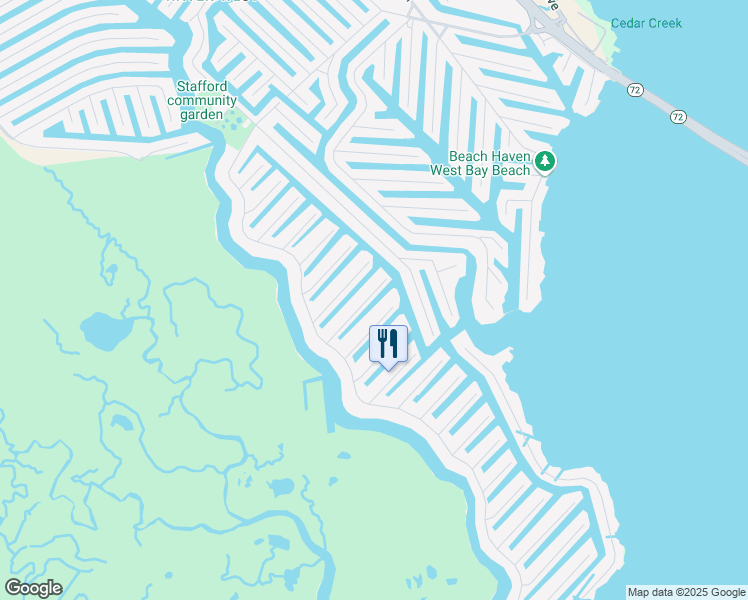 map of restaurants, bars, coffee shops, grocery stores, and more near 75 Weaver Drive in Stafford Township