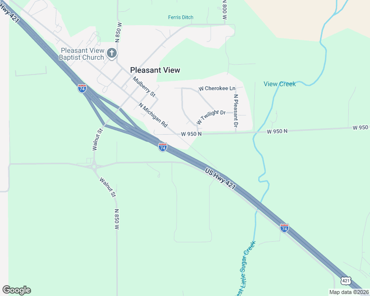 map of restaurants, bars, coffee shops, grocery stores, and more near 9443 North Michigan Road in Fairland