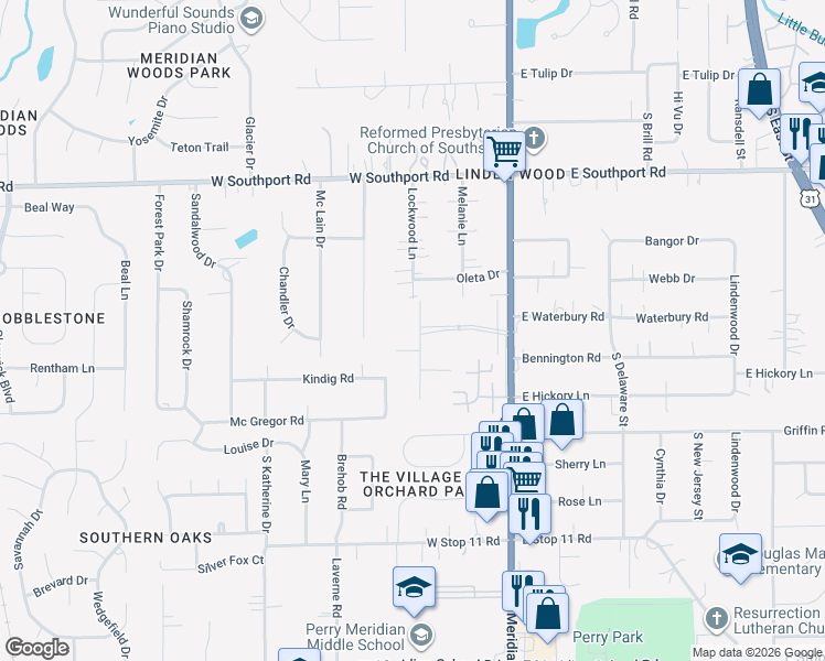 map of restaurants, bars, coffee shops, grocery stores, and more near 7266 Lockwood Lane in Indianapolis