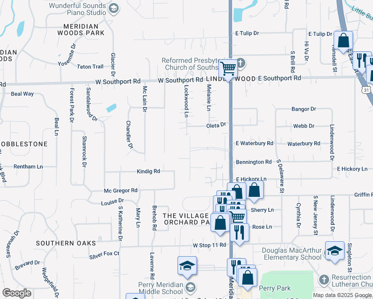 map of restaurants, bars, coffee shops, grocery stores, and more near 7266 Lockwood Lane in Indianapolis