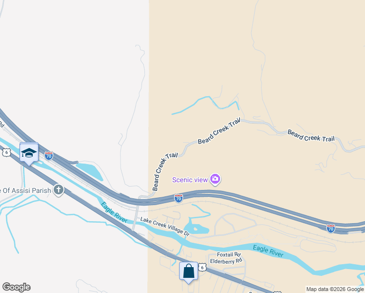 map of restaurants, bars, coffee shops, grocery stores, and more near 31-51 Pinnacle Point in Edwards
