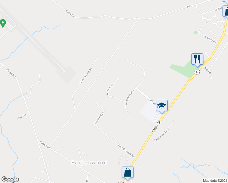 map of restaurants, bars, coffee shops, grocery stores, and more near 26 Beckers Corner in Eagleswood