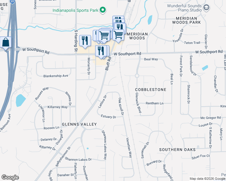 map of restaurants, bars, coffee shops, grocery stores, and more near 1332 Summerhouse Drive in Indianapolis