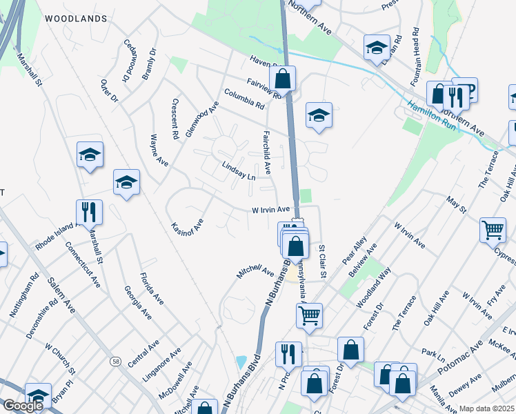 map of restaurants, bars, coffee shops, grocery stores, and more near 900 West Irvin Avenue in Hagerstown