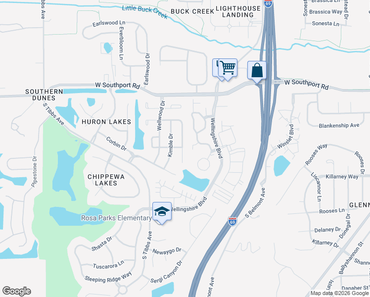map of restaurants, bars, coffee shops, grocery stores, and more near 7227 Parklake Place in Indianapolis