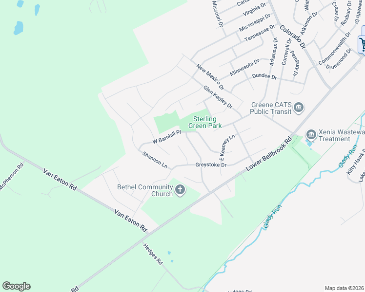 map of restaurants, bars, coffee shops, grocery stores, and more near 1329 Crescent Court in Xenia