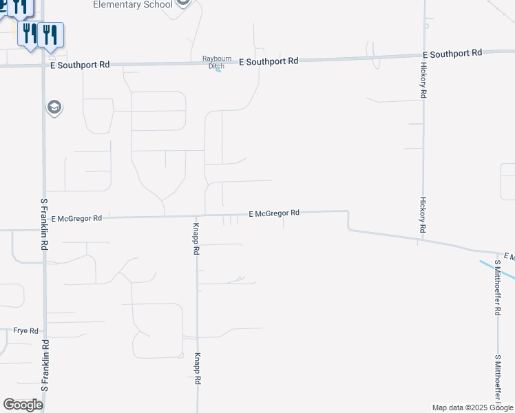 map of restaurants, bars, coffee shops, grocery stores, and more near 9142 South McGregor Road in Indianapolis
