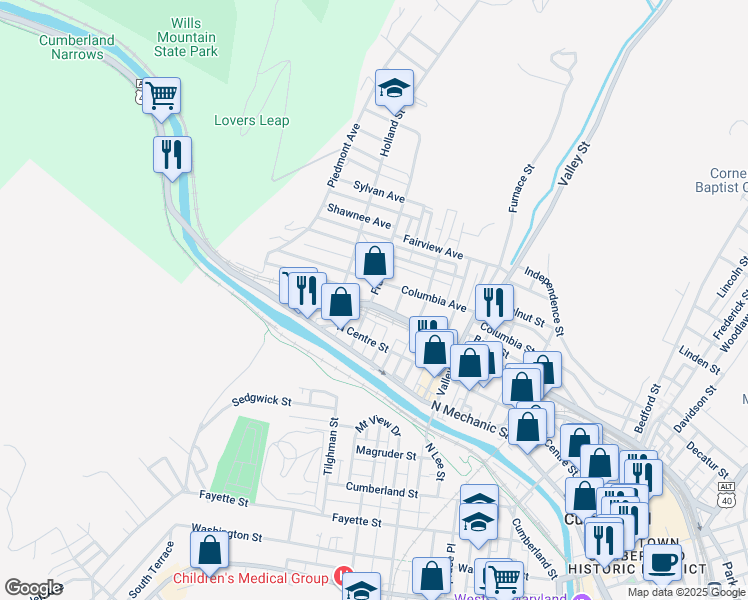 map of restaurants, bars, coffee shops, grocery stores, and more near 645 Henderson Avenue in Cumberland