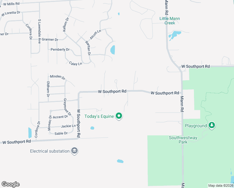 map of restaurants, bars, coffee shops, grocery stores, and more near 5445 West Southport Road in Indianapolis