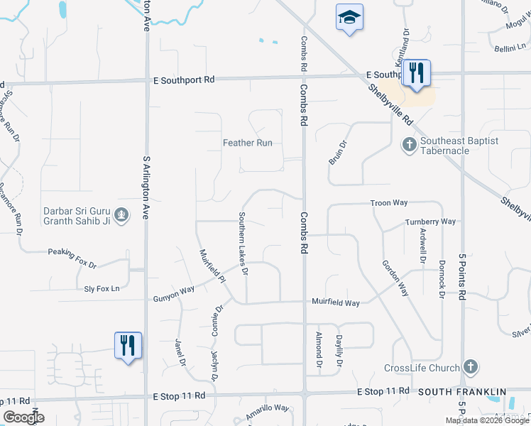 map of restaurants, bars, coffee shops, grocery stores, and more near 6405 Lorene Circle in Indianapolis