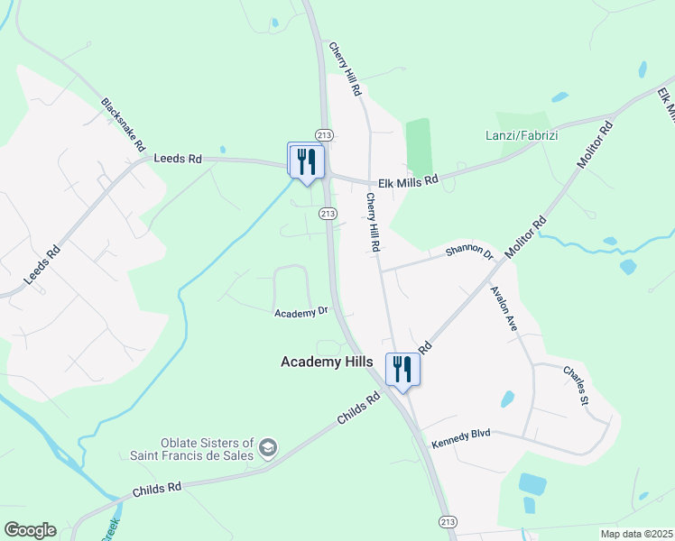 map of restaurants, bars, coffee shops, grocery stores, and more near 2046 Singerly Road in Elkton