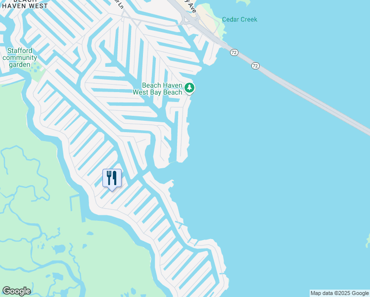 map of restaurants, bars, coffee shops, grocery stores, and more near 1282 Jennifer Lane in Stafford Township