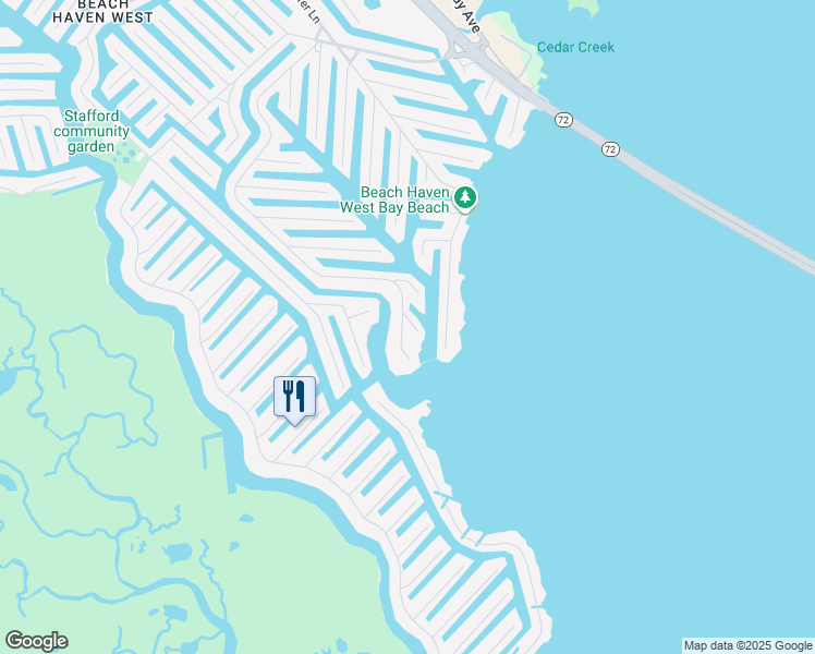 map of restaurants, bars, coffee shops, grocery stores, and more near 11 Beatrice Drive in Stafford Township