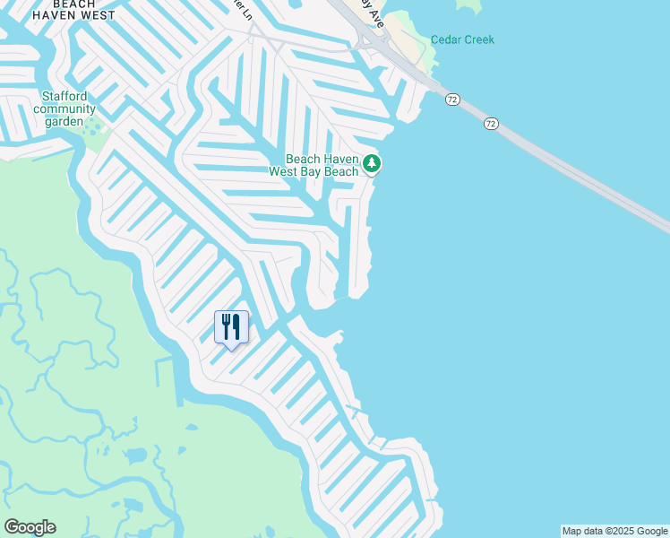 map of restaurants, bars, coffee shops, grocery stores, and more near 16 Beatrice Drive in Stafford Township