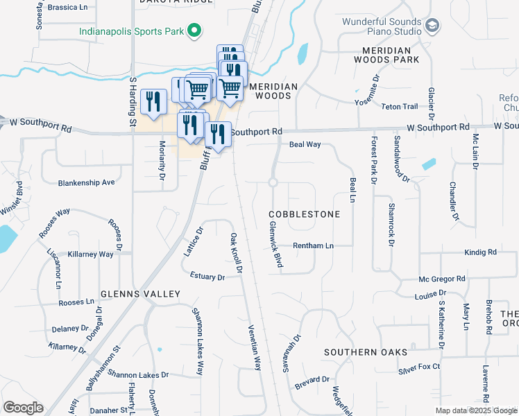map of restaurants, bars, coffee shops, grocery stores, and more near 7245 Brant Pointe Circle in Indianapolis