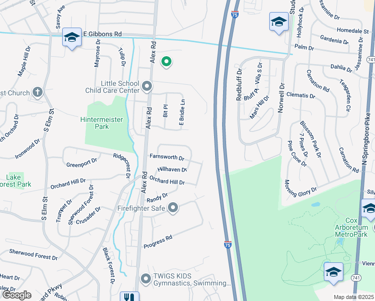 map of restaurants, bars, coffee shops, grocery stores, and more near 362 Ellenwood Drive in Dayton