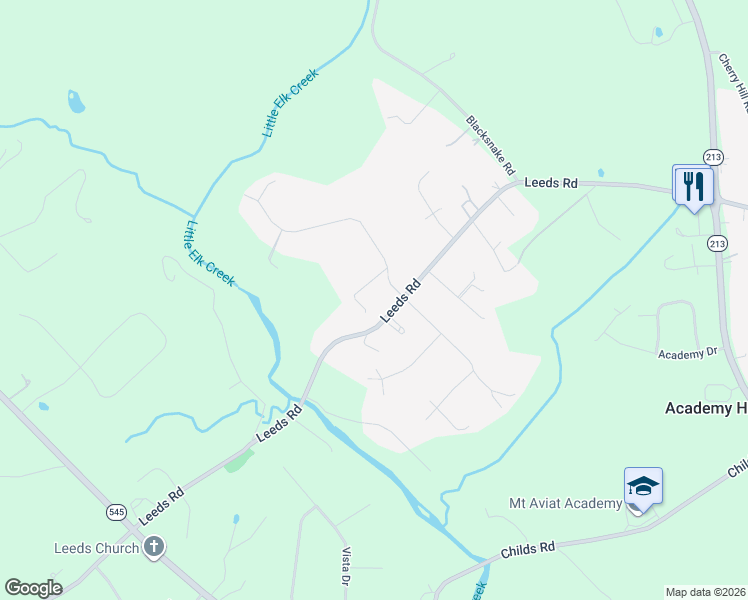 map of restaurants, bars, coffee shops, grocery stores, and more near 39 Long Drive in Elkton
