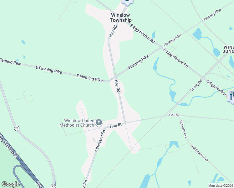 map of restaurants, bars, coffee shops, grocery stores, and more near 515 Hay Road in Hammonton