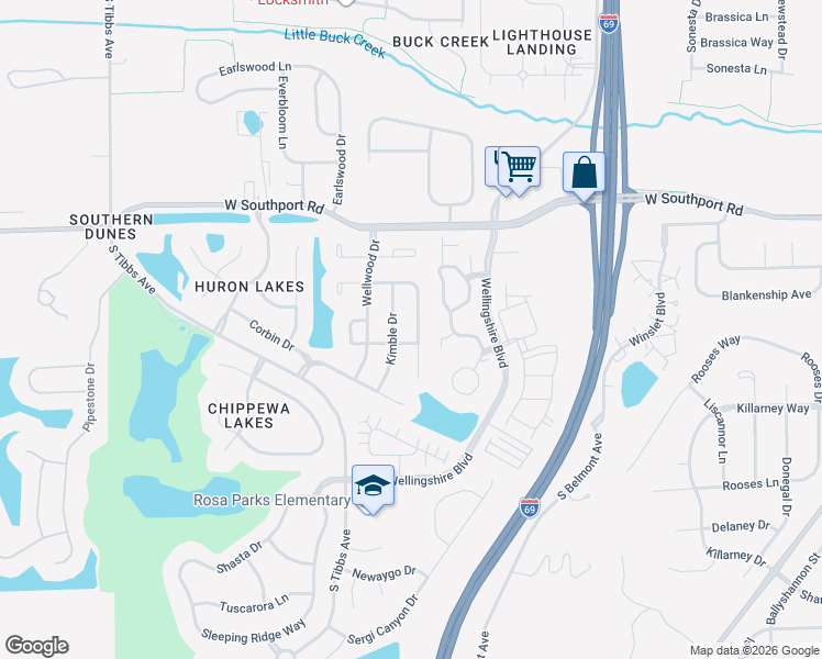 map of restaurants, bars, coffee shops, grocery stores, and more near 7212 Parklake Place in Indianapolis
