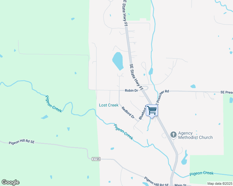 map of restaurants, bars, coffee shops, grocery stores, and more near 3 Chickadee Court in Agency