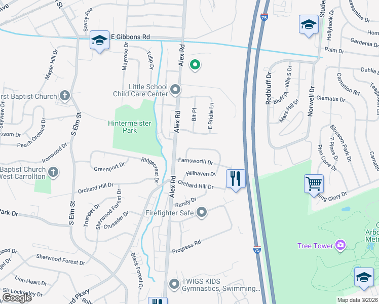 map of restaurants, bars, coffee shops, grocery stores, and more near 343 Farnsworth Drive in Dayton