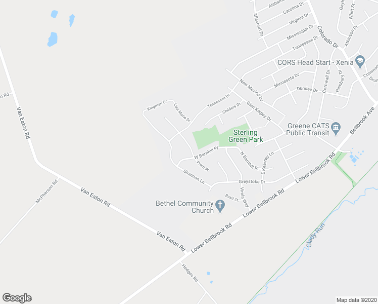 map of restaurants, bars, coffee shops, grocery stores, and more near 1248 Prem Place in Xenia