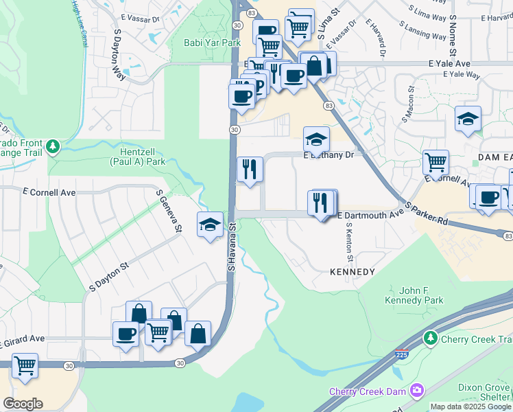 map of restaurants, bars, coffee shops, grocery stores, and more near in 
