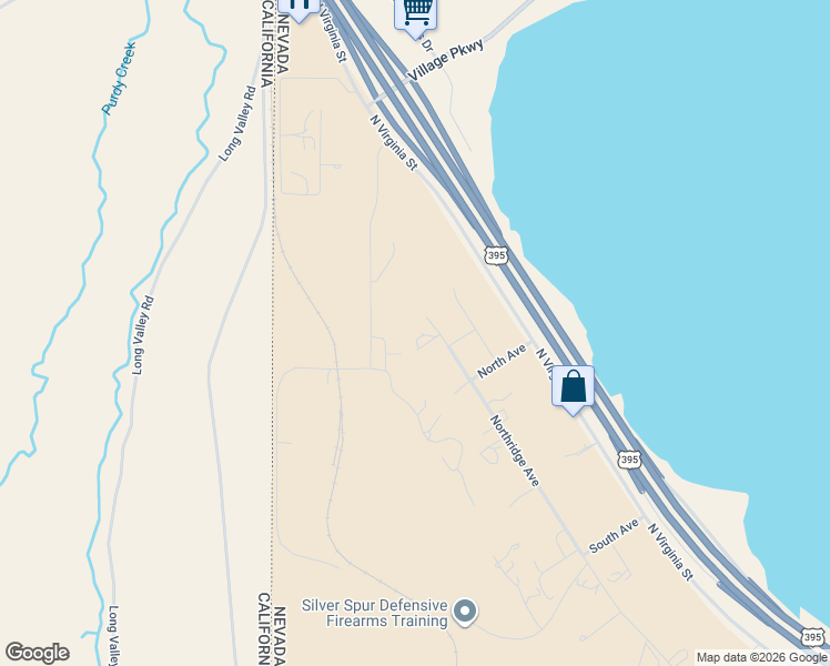 map of restaurants, bars, coffee shops, grocery stores, and more near 18505 Northridge Avenue in Reno