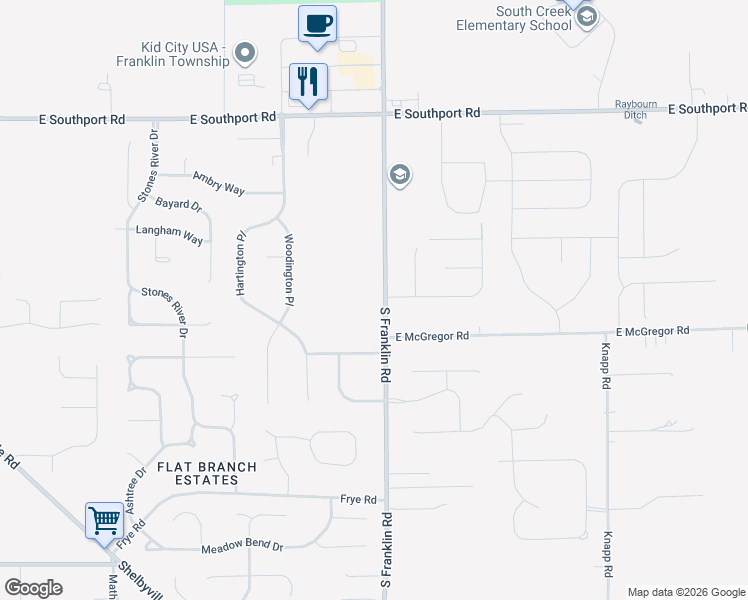 map of restaurants, bars, coffee shops, grocery stores, and more near in Indianapolis