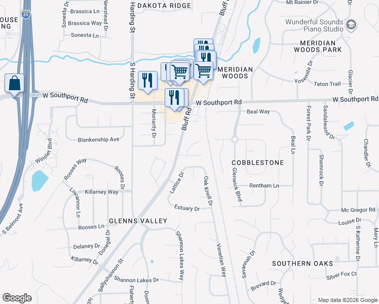 map of restaurants, bars, coffee shops, grocery stores, and more near 1332 Summerhouse Drive in Indianapolis