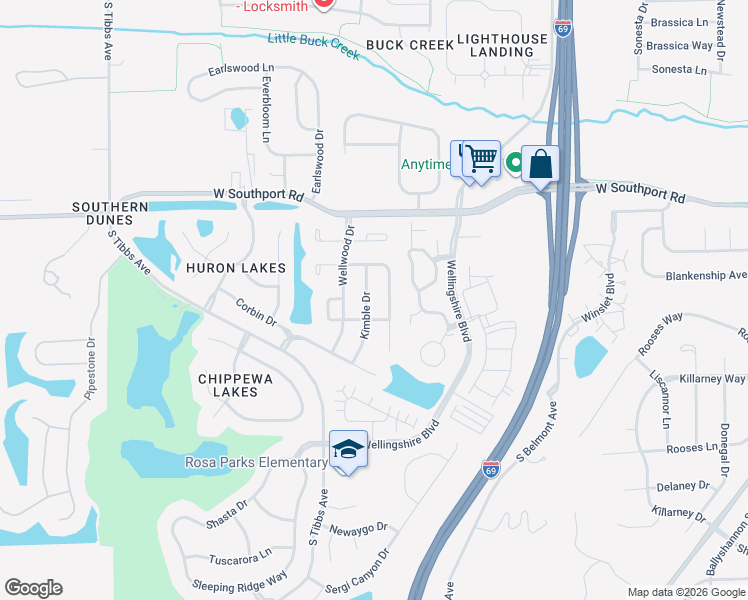 map of restaurants, bars, coffee shops, grocery stores, and more near 7227 Parklake Place in Indianapolis
