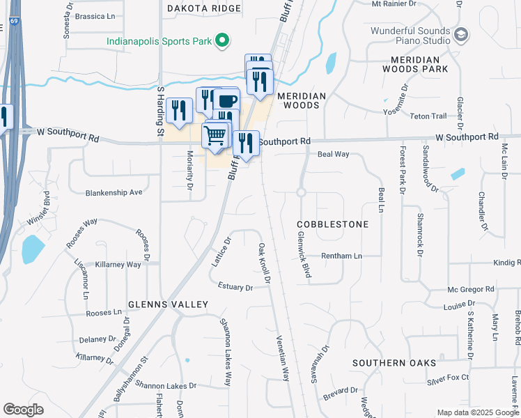 map of restaurants, bars, coffee shops, grocery stores, and more near 1224 Summerhouse Drive in Indianapolis