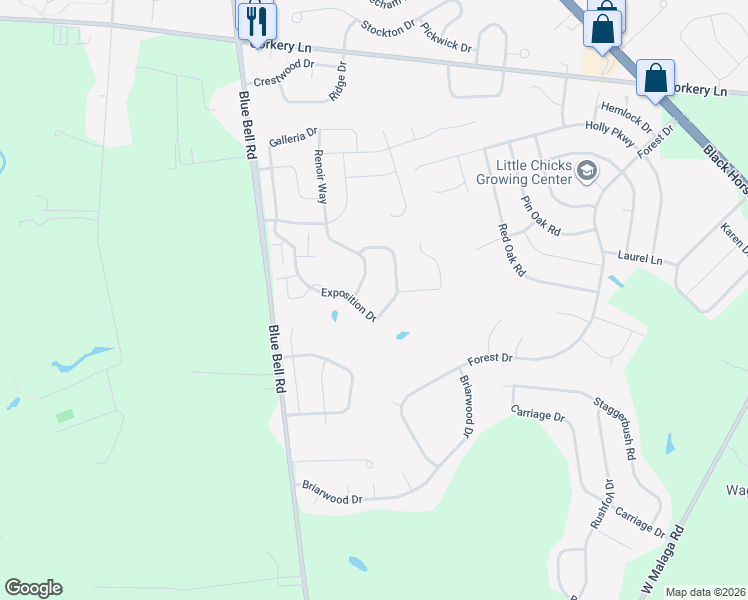 map of restaurants, bars, coffee shops, grocery stores, and more near 1702 Exposition Drive in Monroe