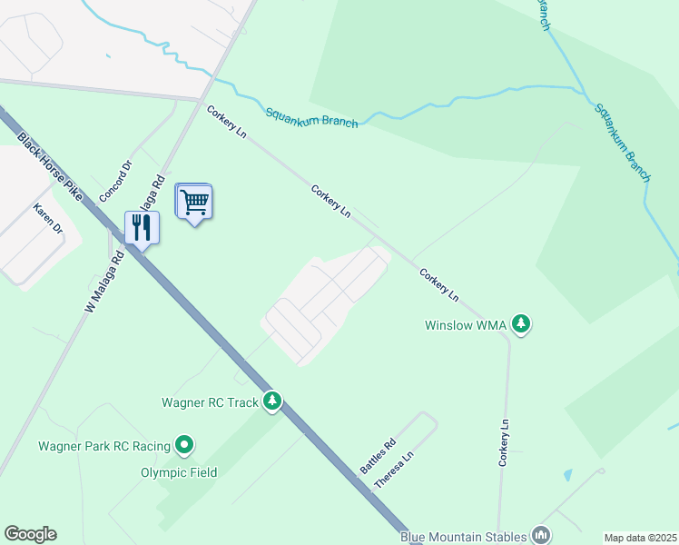 map of restaurants, bars, coffee shops, grocery stores, and more near Bergen Avenue in Monroe